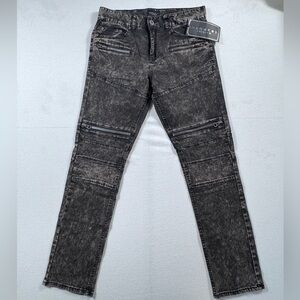Request Premium Slim Moto Jeans Men’s 31 Black Vintage Wash NWT